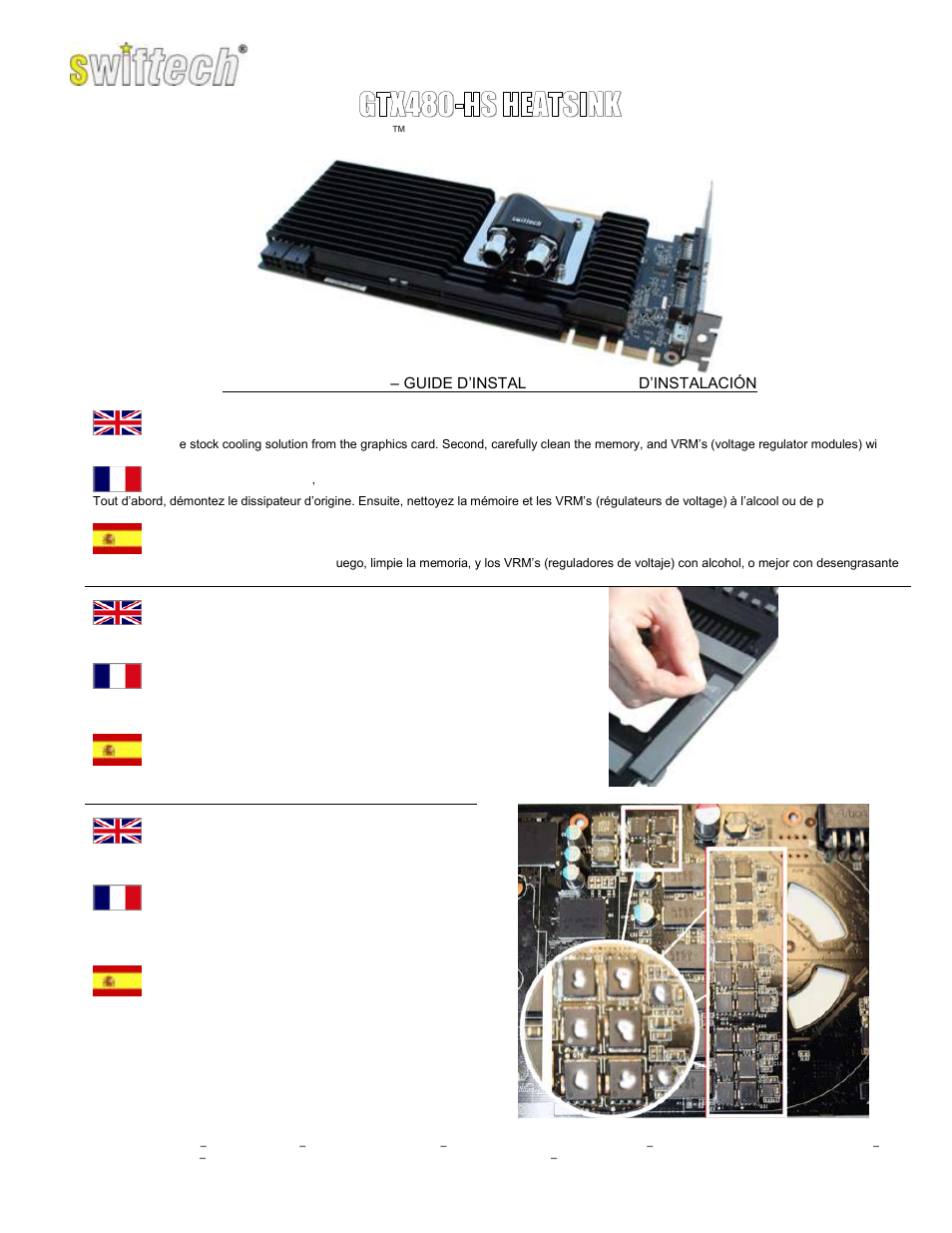 Swiftech GTX480 HS User Manual | 2 pages