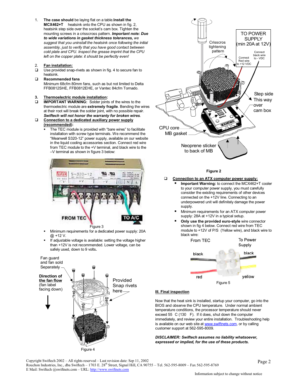 Swiftech MCX462+T User Manual | Page 2 / 2