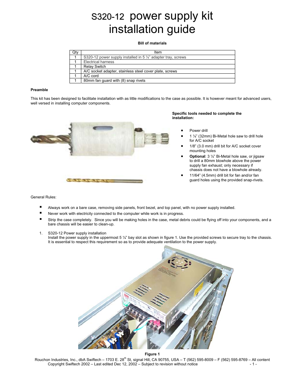 Swiftech S320 12KIT User Manual | 3 pages