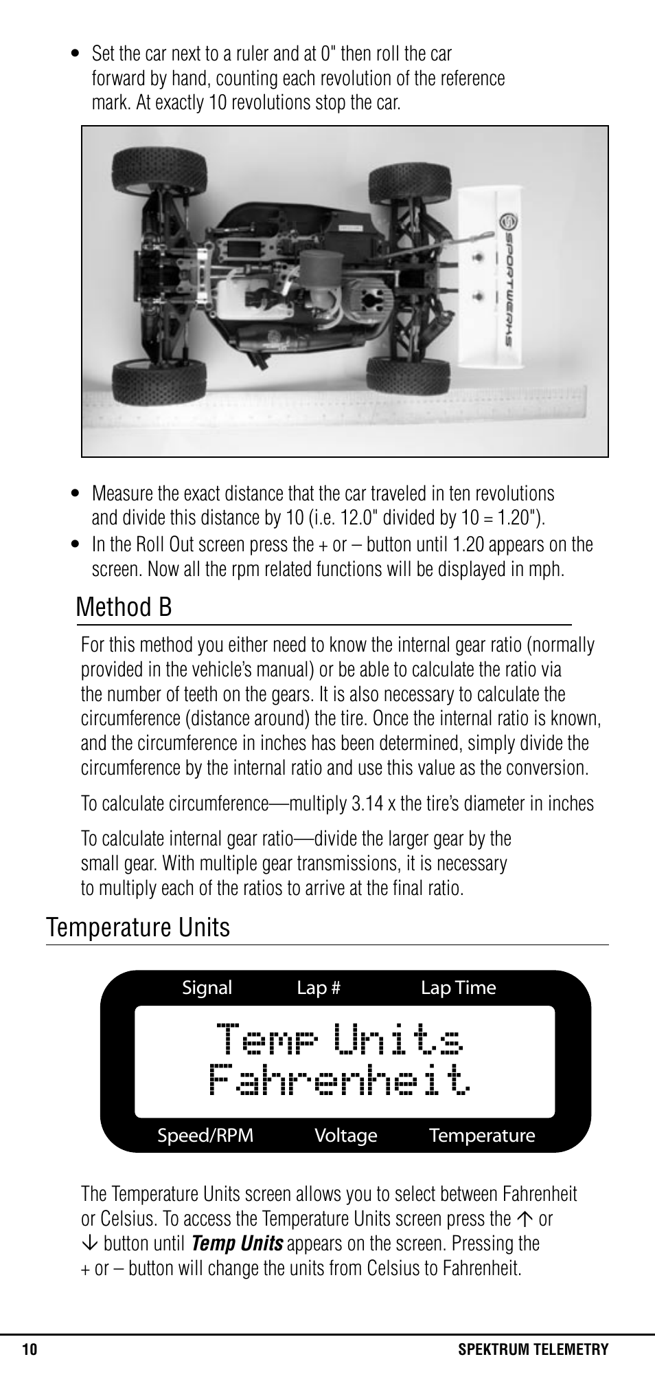 Temperature units, Method b | Spektrum SPM1300 User Manual | Page 10 / 24