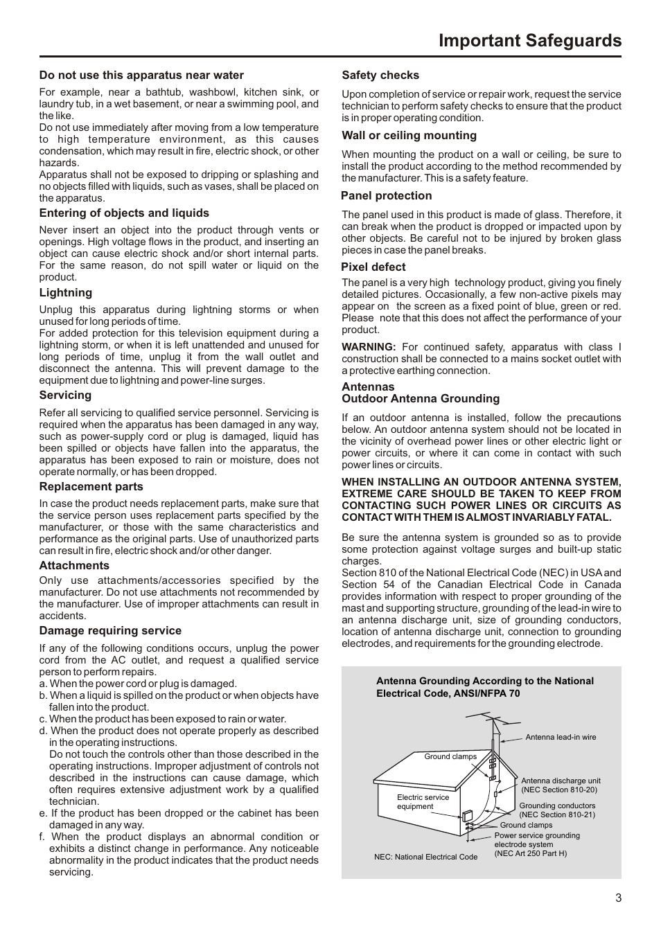 页面 4, Important safeguards | Audiovox FPE3207 User Manual | Page 4 / 55