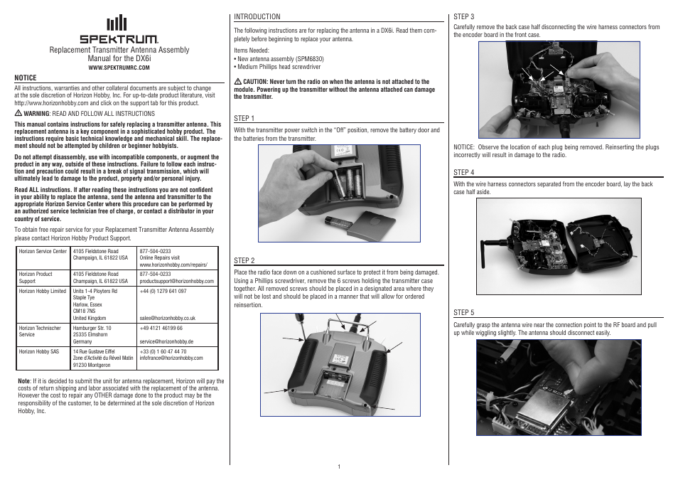 Spektrum DX6i User Manual | 8 pages