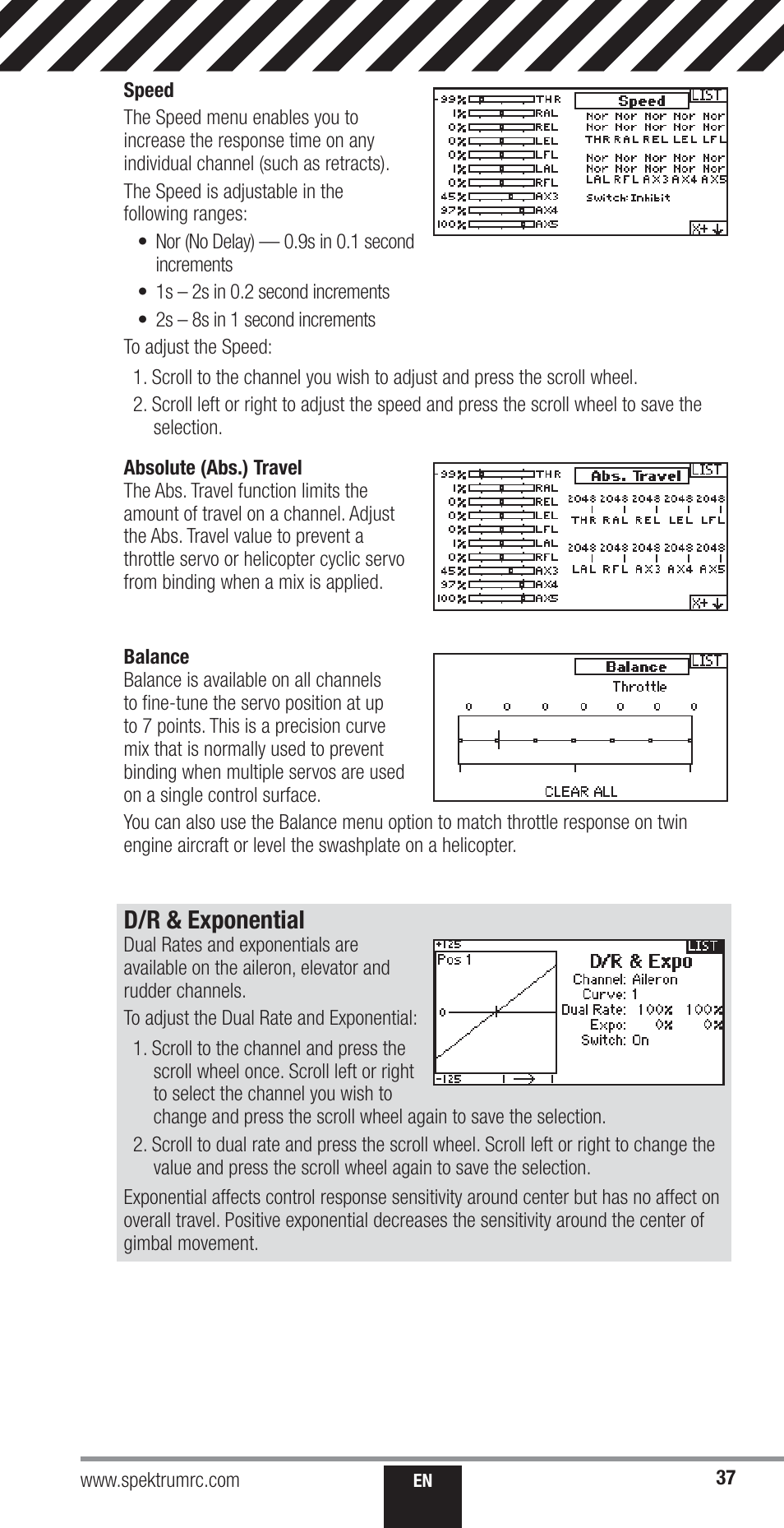 D/r & exponential | Spektrum SPM18000 DX18QQ User Manual | Page 37 / 74