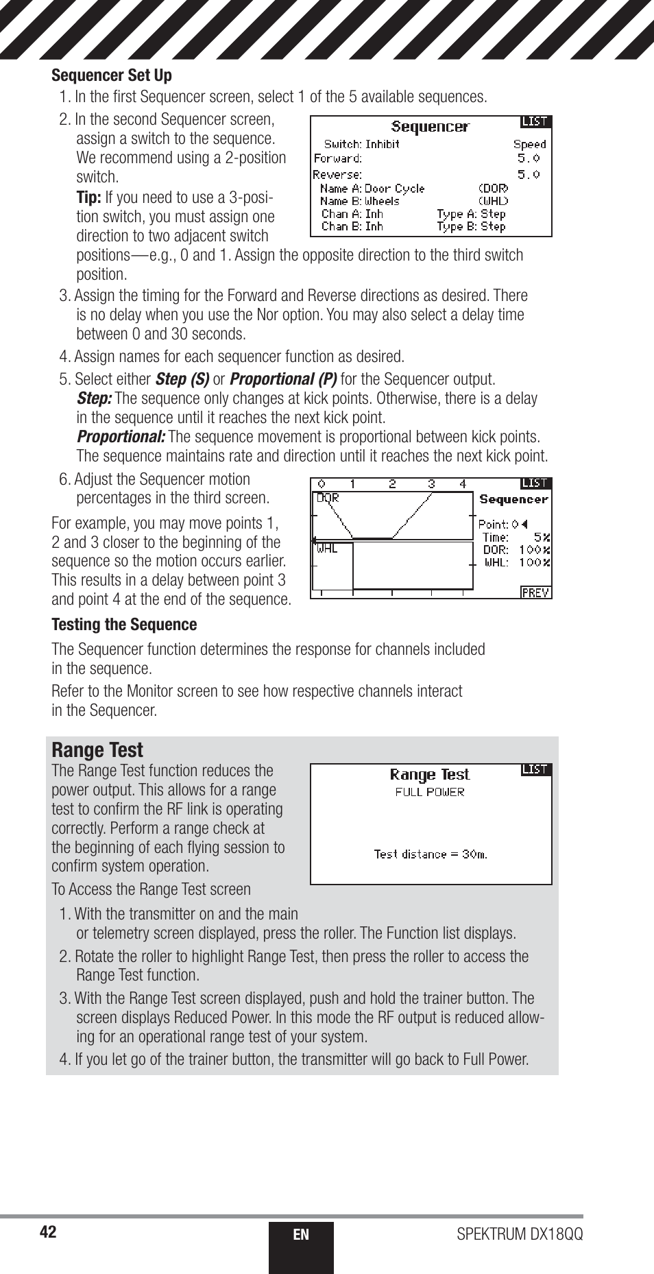 Range test | Spektrum SPM18000 DX18QQ User Manual | Page 42 / 74