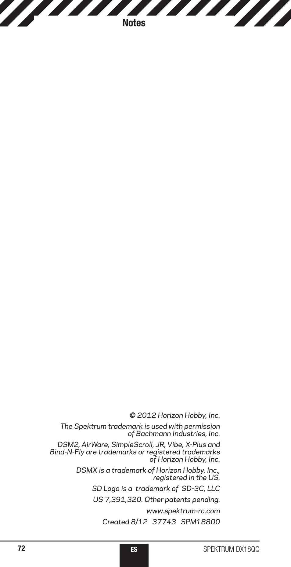 Spektrum SPM18000 DX18QQ User Manual | Page 74 / 74