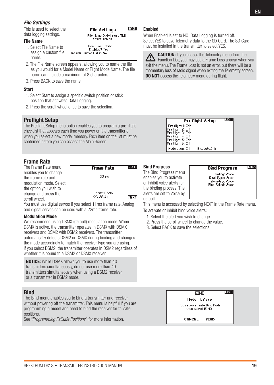 Spektrum SPM18100 DX18 User Manual | Page 19 / 47