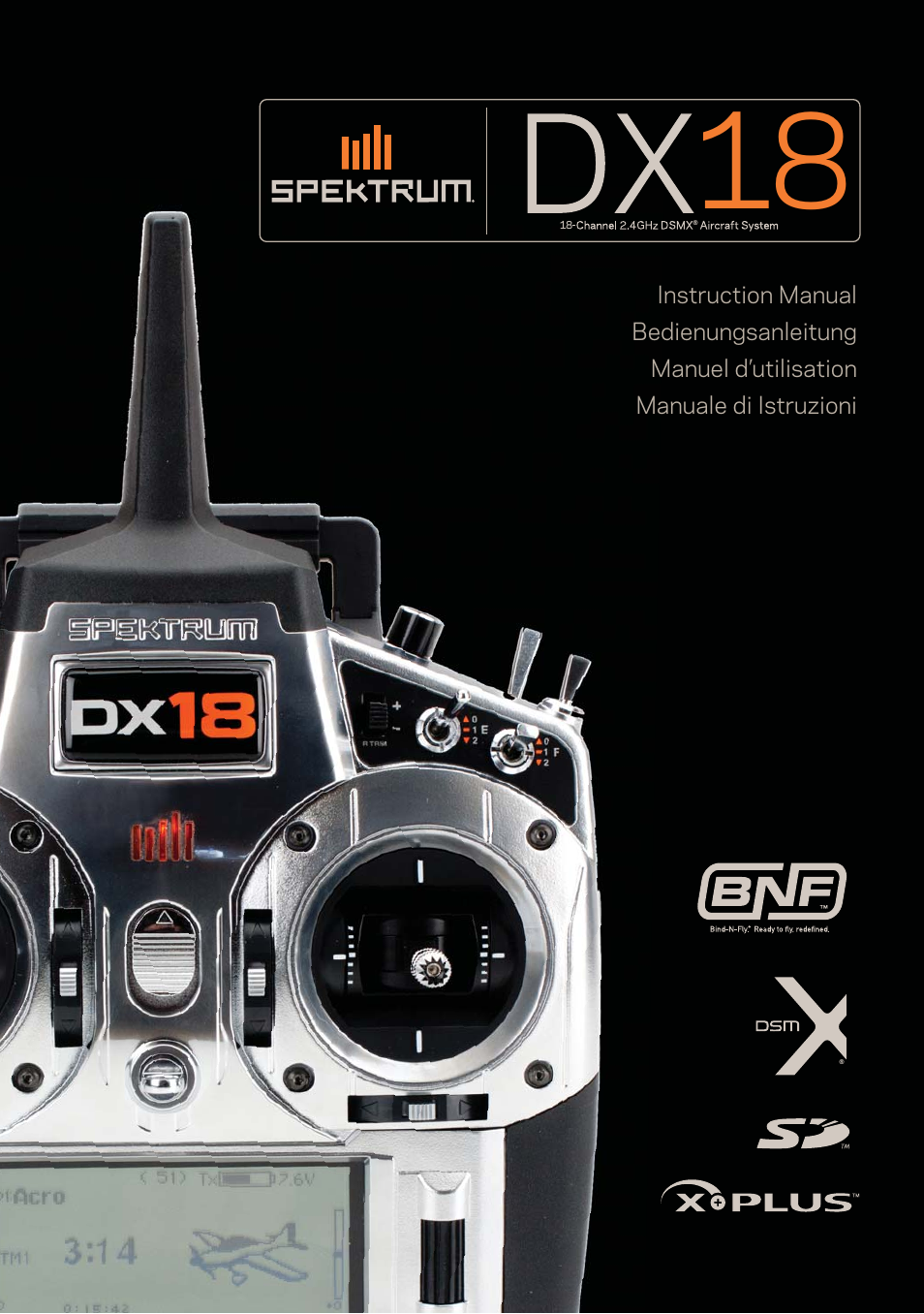 Spektrum SPM18000 DX18 w/AR9020 TX/RX ONLY MD2 User Manual | 42 pages