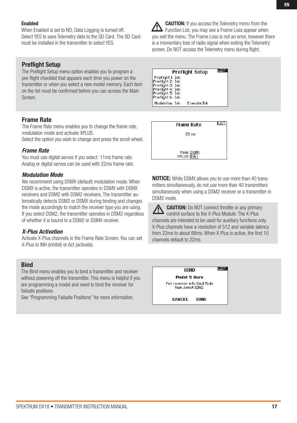 Spektrum SPM18000 DX18 w/AR9020 TX/RX ONLY MD2 User Manual | Page 17 / 42
