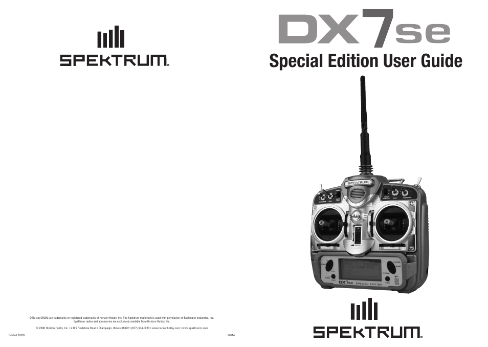Spektrum SPM2731 DX7se User Manual | 2 pages
