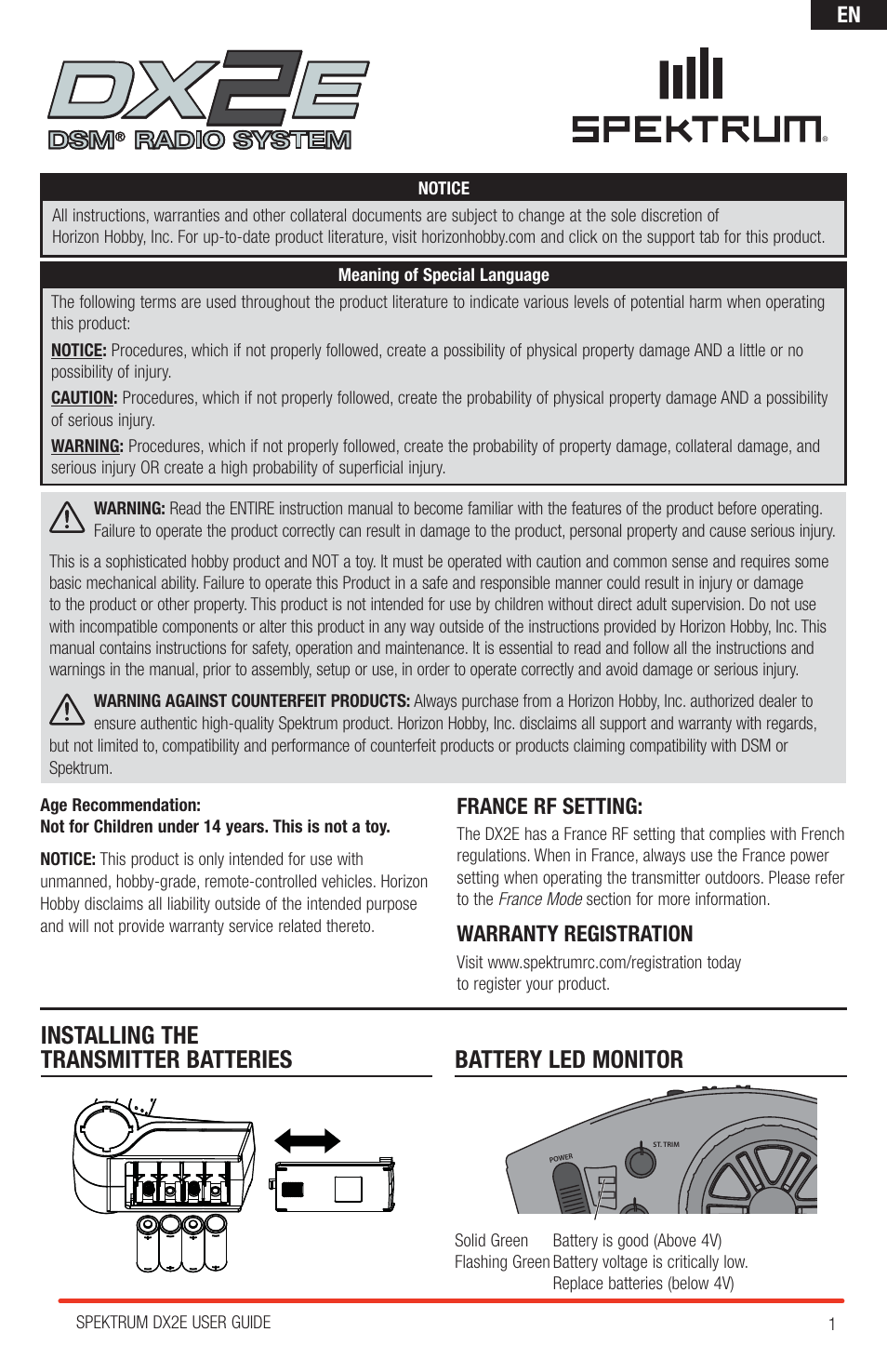 Spektrum SPM2310 DX2E User Manual | 24 pages