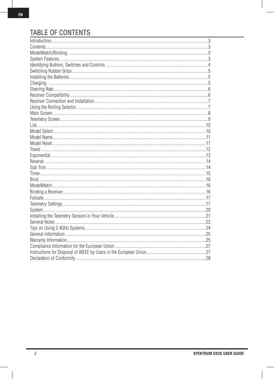 Spektrum SPM2121 DX2S User Manual | Page 2 / 112