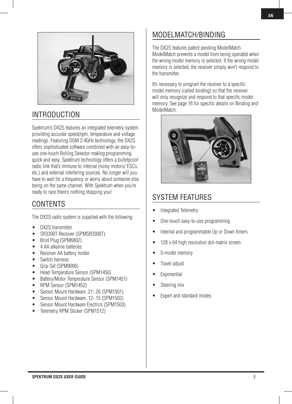Spektrum SPM2121 DX2S User Manual | Page 3 / 112