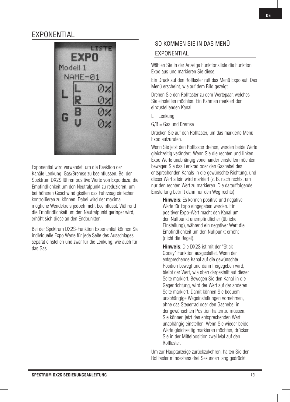 Exponential | Spektrum SPM2121 DX2S User Manual | Page 41 / 112