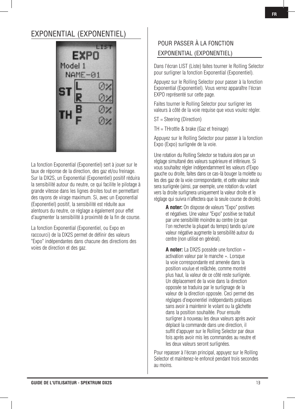 Exponential (exponentiel) | Spektrum SPM2121 DX2S User Manual | Page 69 / 112