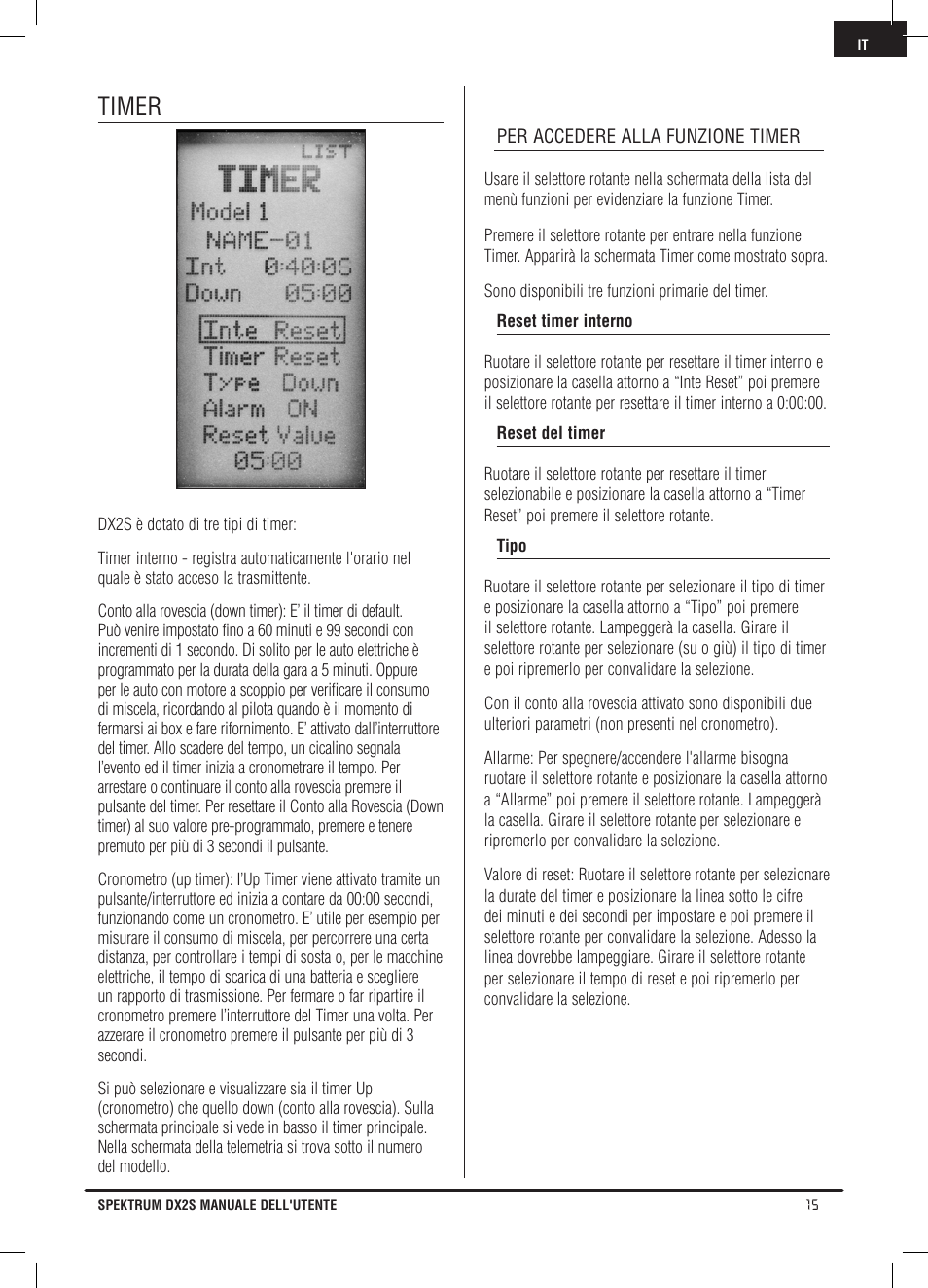 Timer | Spektrum SPM2121 DX2S User Manual | Page 99 / 112