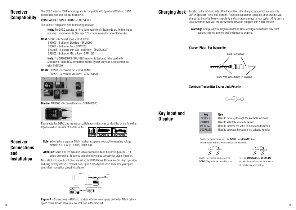 Key input and display, Charging jack | Spektrum SPM20320 DX3.0 User Manual | Page 7 / 20