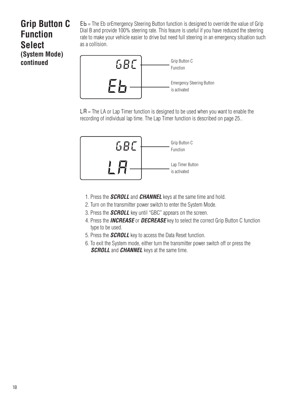 Grip button c function select | Spektrum SPM20310 DX3.0 User Manual | Page 18 / 40