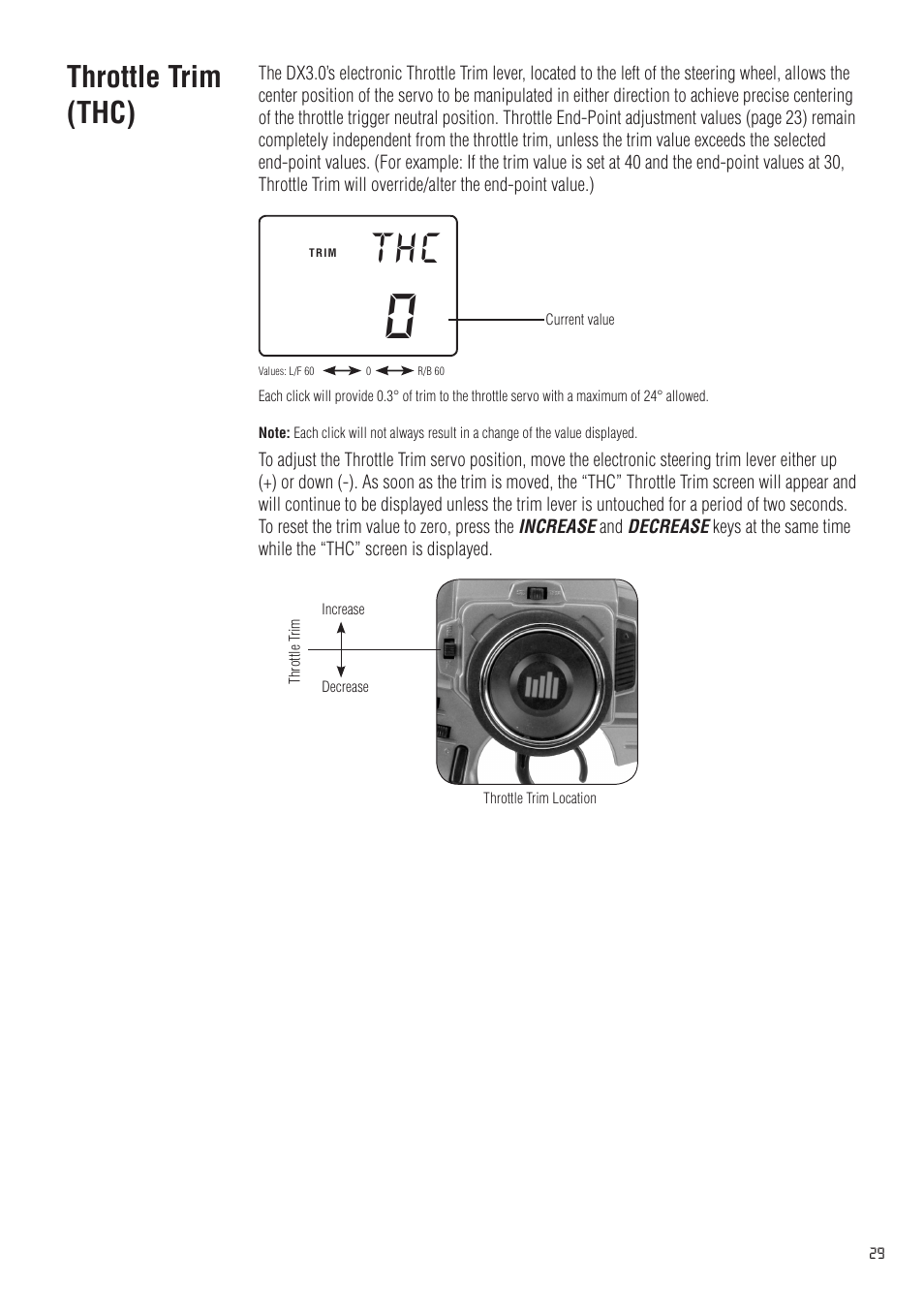 Throttle trim (thc) | Spektrum SPM20310 DX3.0 User Manual | Page 29 / 40