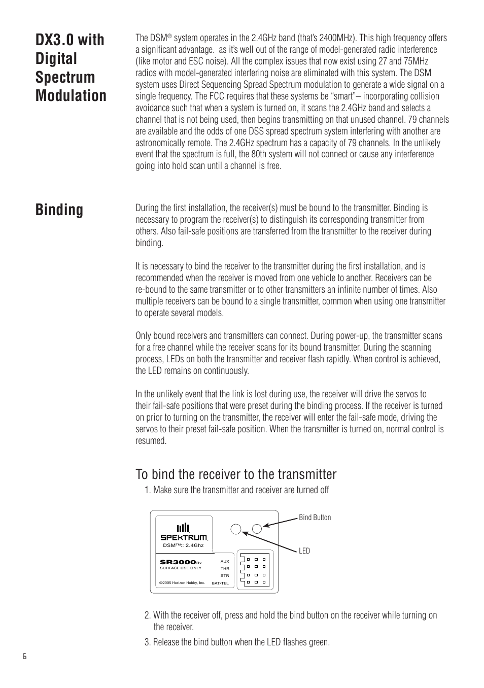 Dx3.0 with digital spectrum modulation binding | Spektrum SPM20310 DX3.0 User Manual | Page 6 / 40