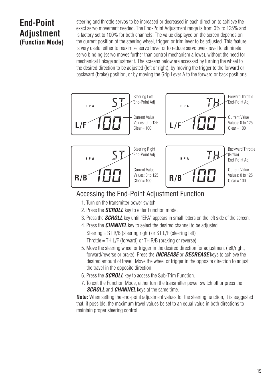End-point adjustment | Spektrum SPM20200 DX2.0 User Manual | Page 19 / 32