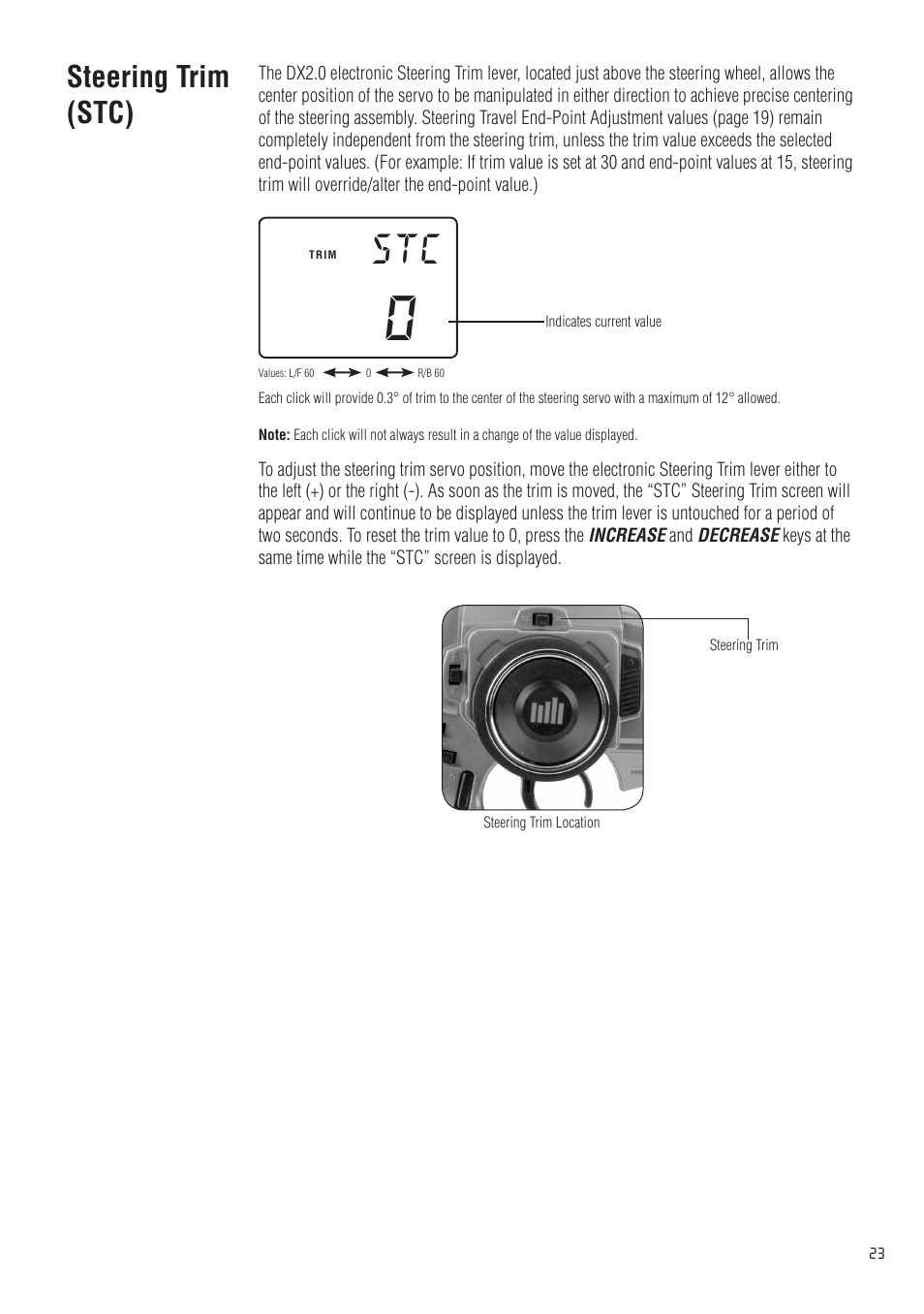 Steering trim (stc) | Spektrum SPM20200 DX2.0 User Manual | Page 23 / 32