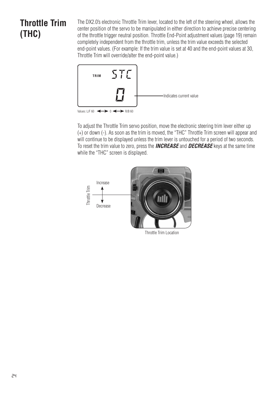 Throttle trim (thc) | Spektrum SPM20200 DX2.0 User Manual | Page 24 / 32