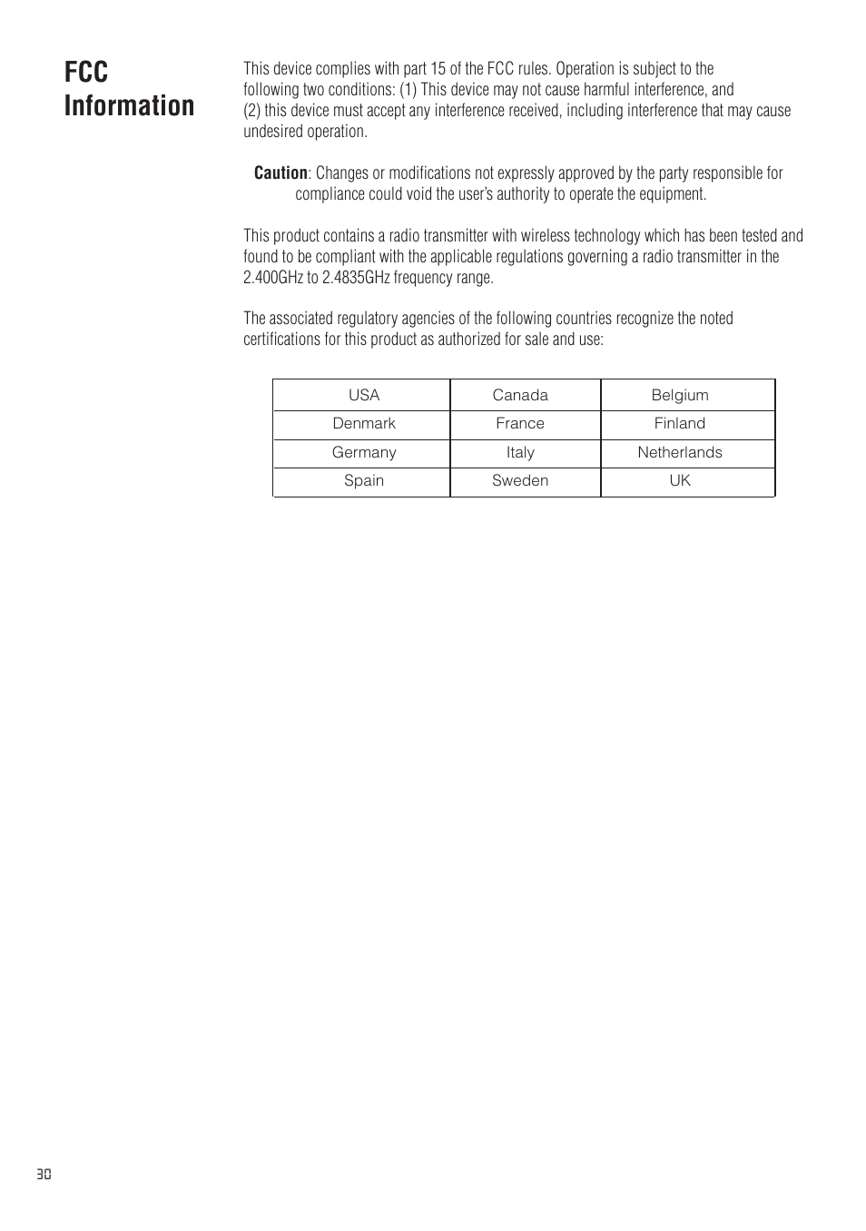 Fcc information | Spektrum SPM20200 DX2.0 User Manual | Page 30 / 32