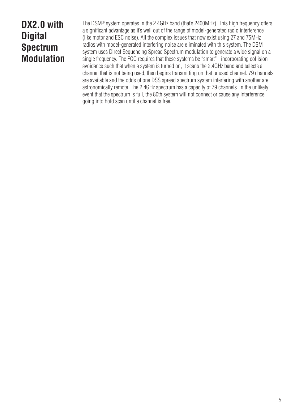 Dx2.0 with digital spectrum modulation | Spektrum SPM20200 DX2.0 User Manual | Page 5 / 32