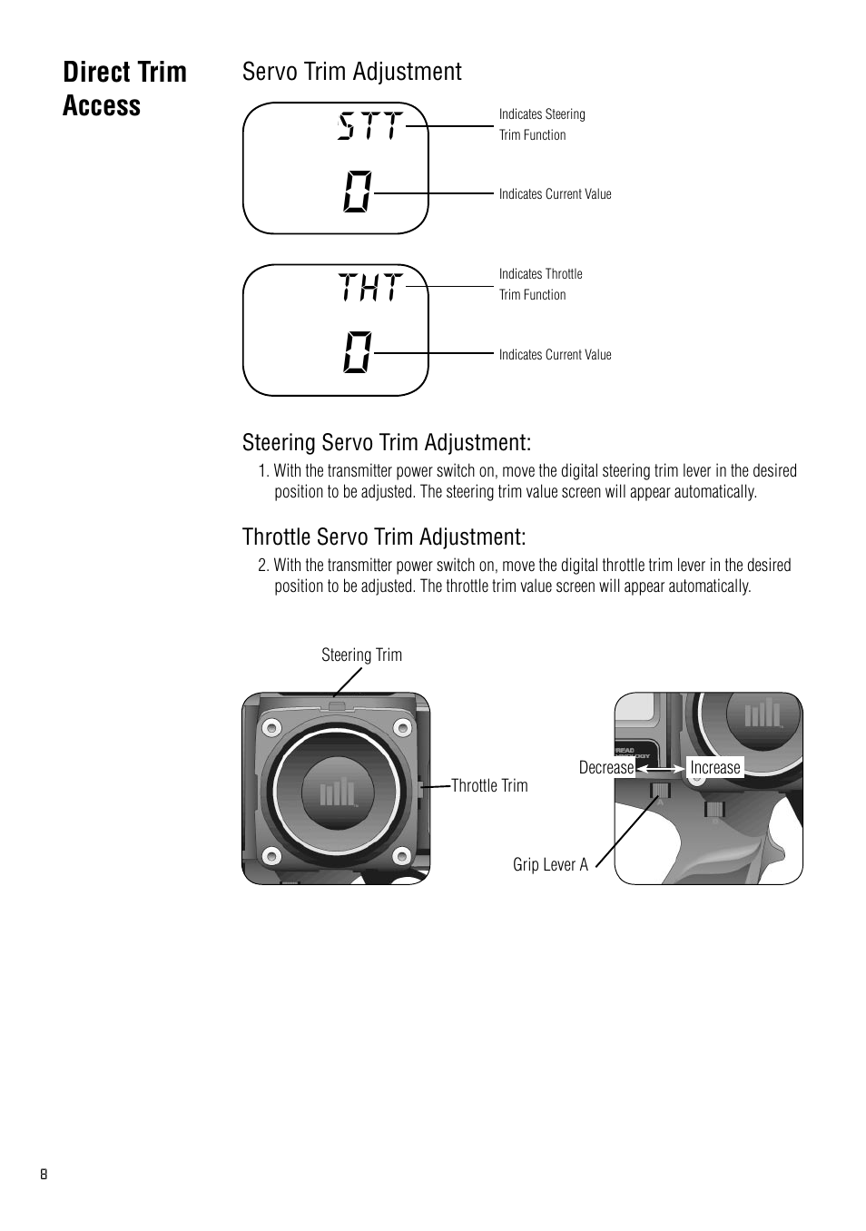 Direct trim access | Spektrum SPM2020 DX2 User Manual | Page 8 / 32
