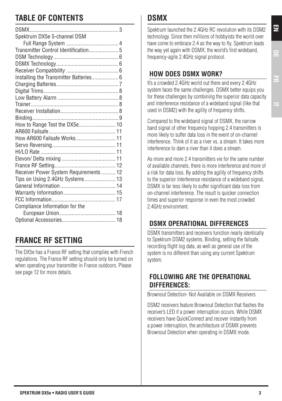 Spektrum SPMR55201 DX5e User Manual | Page 3 / 19