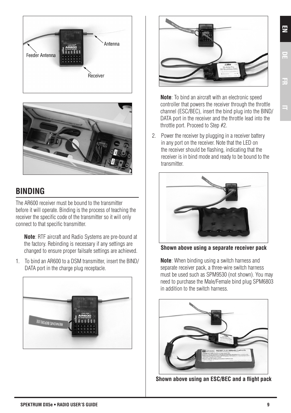 Binding | Spektrum SPMR55201 DX5e User Manual | Page 9 / 19