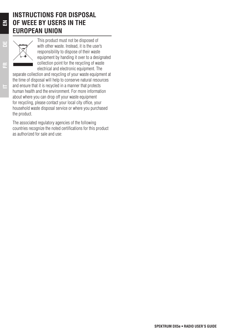Spektrum SPMR55001 DX5e Manual User Manual | Page 18 / 67