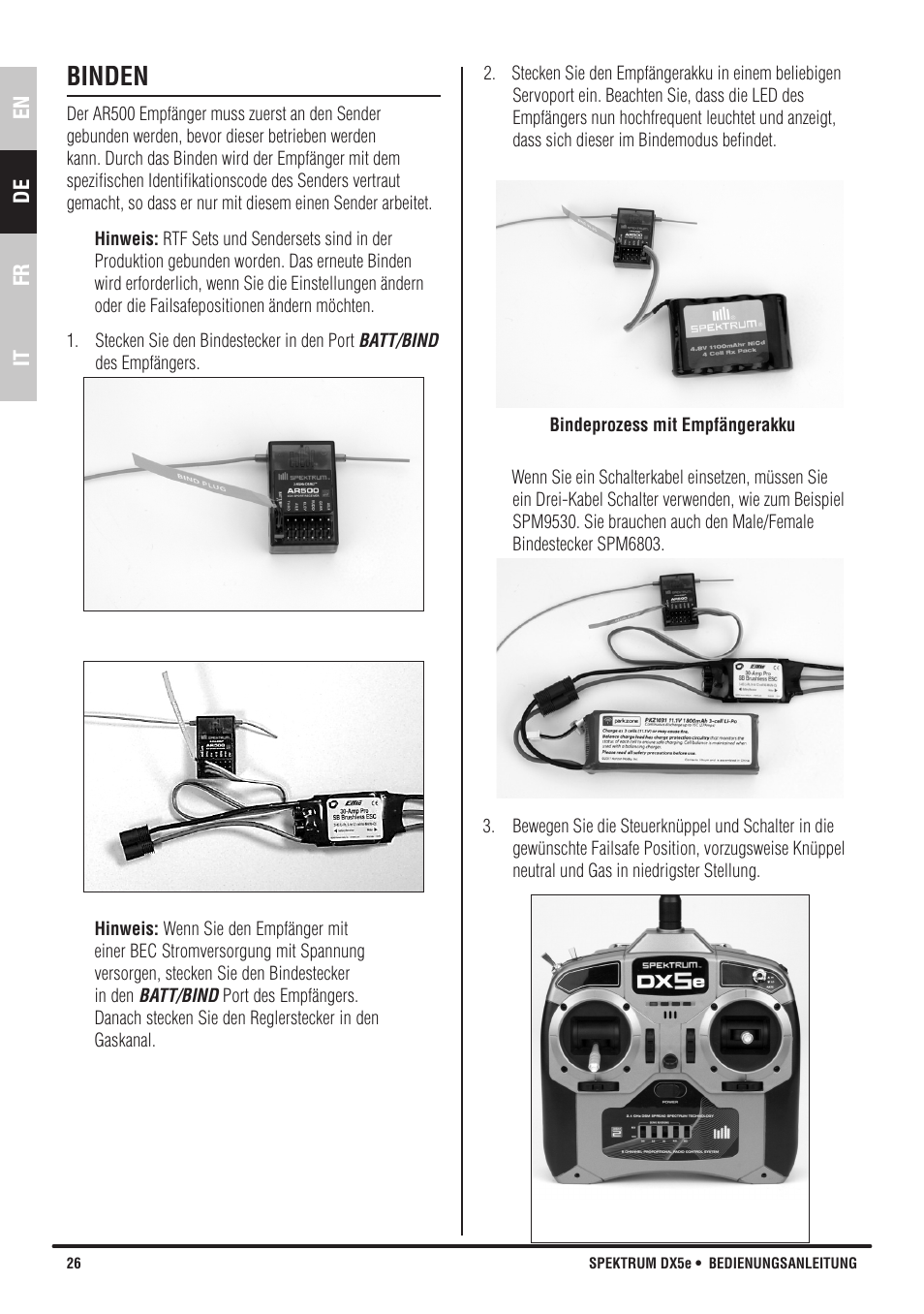 Binden | Spektrum SPMR55001 DX5e Manual User Manual | Page 26 / 67