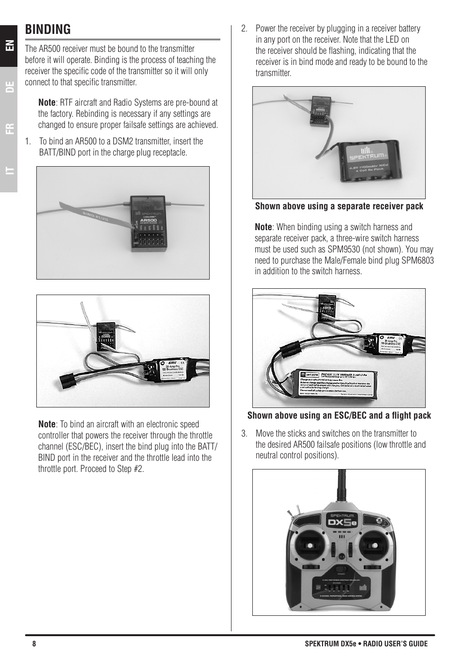 Binding | Spektrum SPMR55001 DX5e Manual User Manual | Page 8 / 67