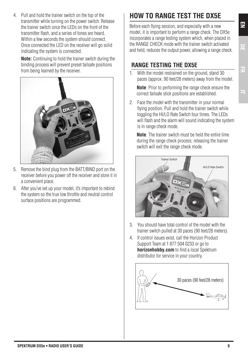 How to range test the dx5e | Spektrum SPMR55001 DX5e Manual User Manual | Page 9 / 67