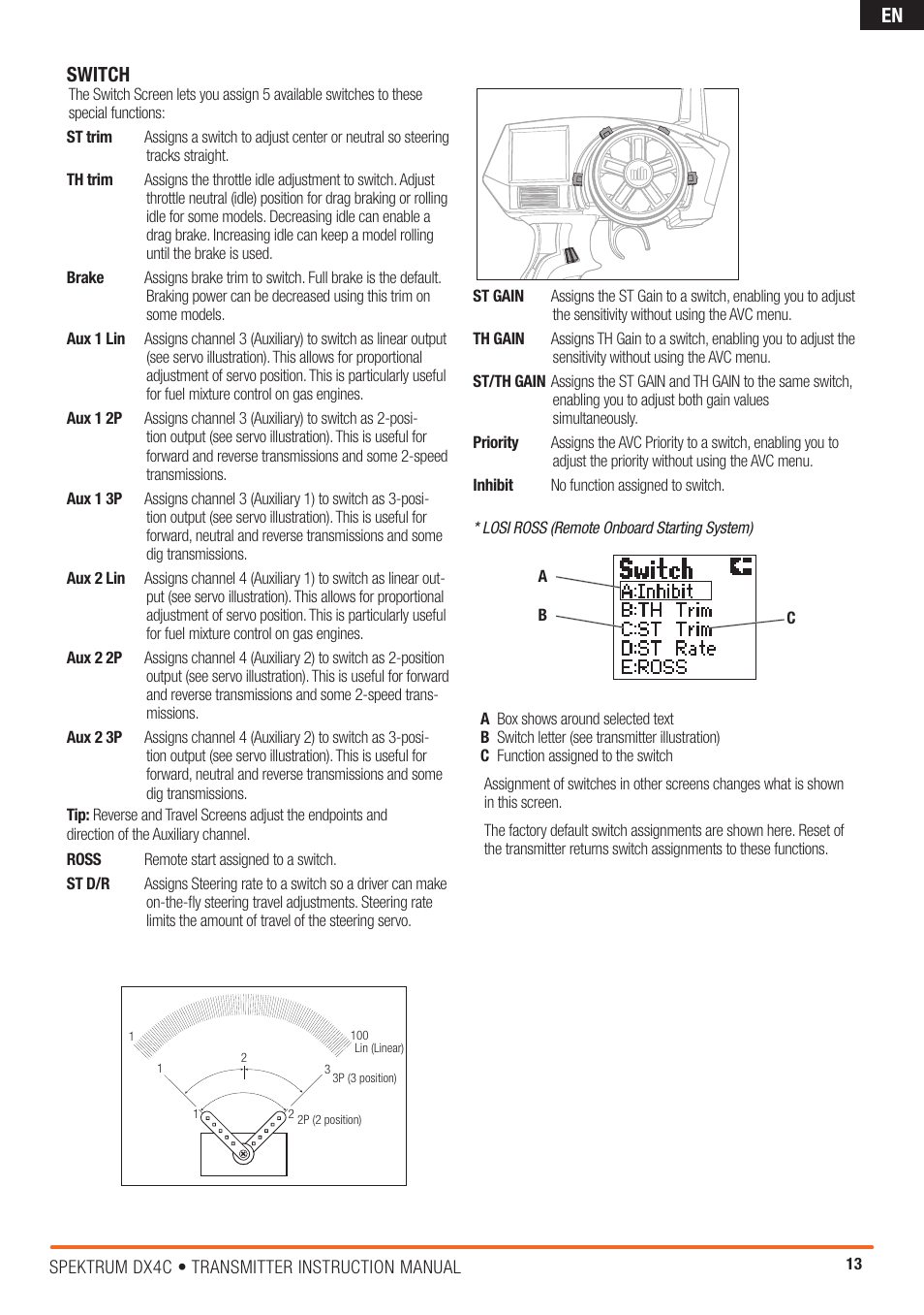 En switch | Spektrum SPM4200 DX4C User Manual | Page 13 / 21