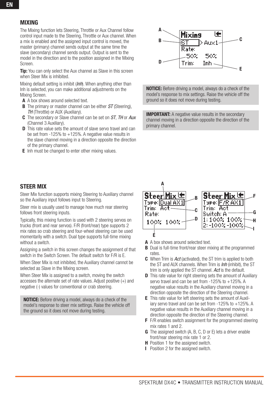 En steer mix, Mixing | Spektrum SPM4200 DX4C User Manual | Page 16 / 21