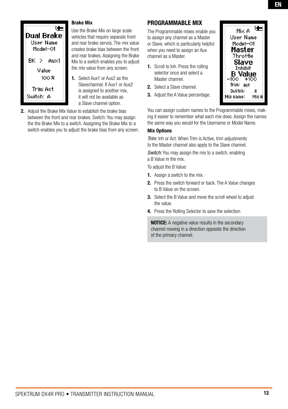 Programmable mix | Spektrum SPM4100 DX4R PRO User Manual | Page 13 / 24