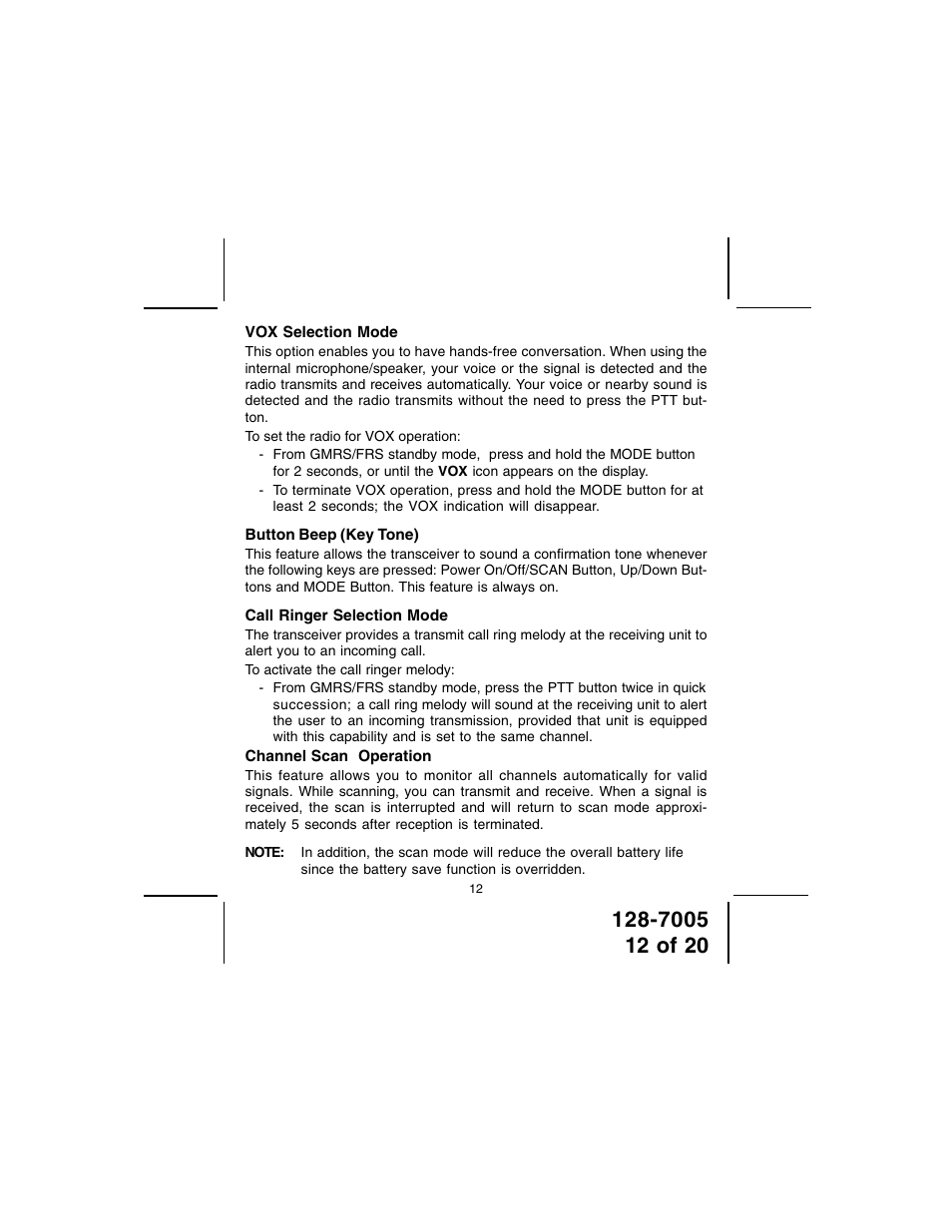 Audiovox GMRS121-2 User Manual | Page 12 / 20