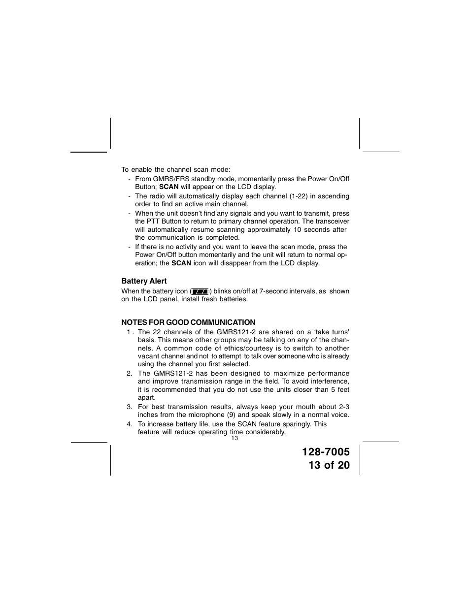 Audiovox GMRS121-2 User Manual | Page 13 / 20