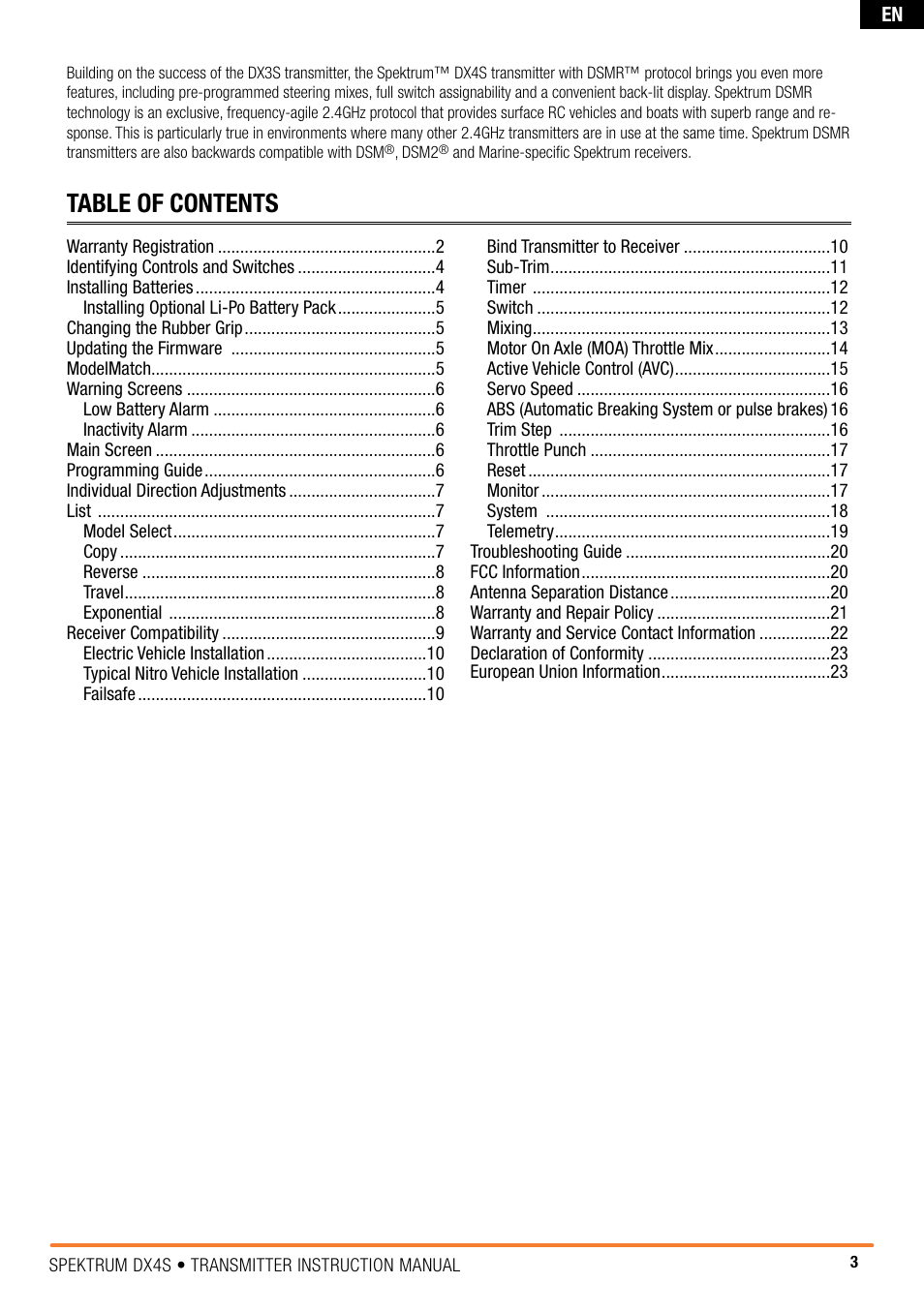 Spektrum SPM4010 DX4S User Manual | Page 3 / 23