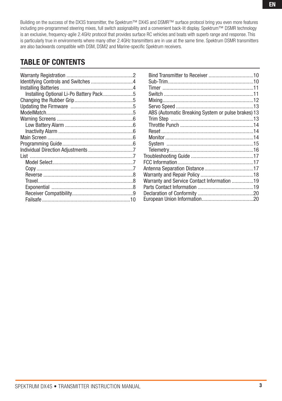 Spektrum SPM4000C DX4S User Manual | Page 3 / 21