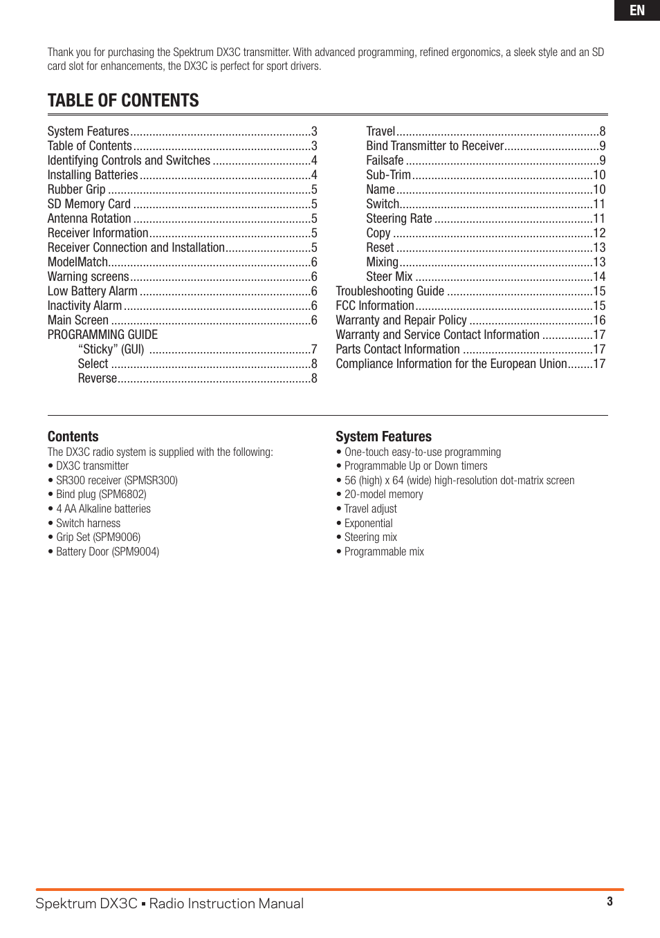 Spektrum SPM3300 DX3C Manual User Manual | Page 3 / 18