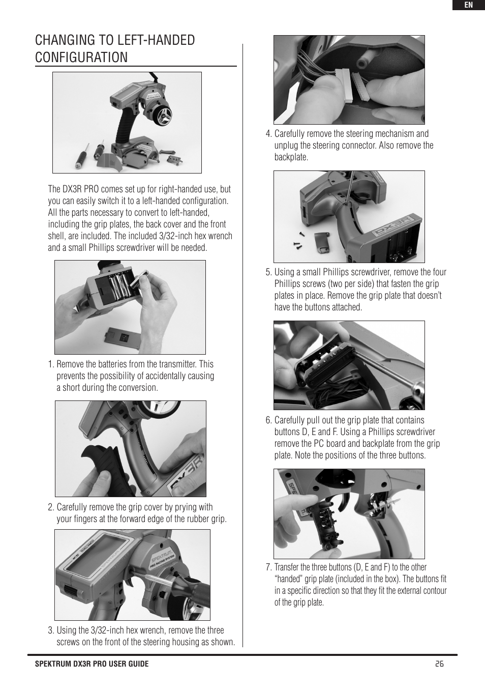Changing to left-handed configuration | Spektrum SPM3200 DX3R PRO User Manual | Page 27 / 30