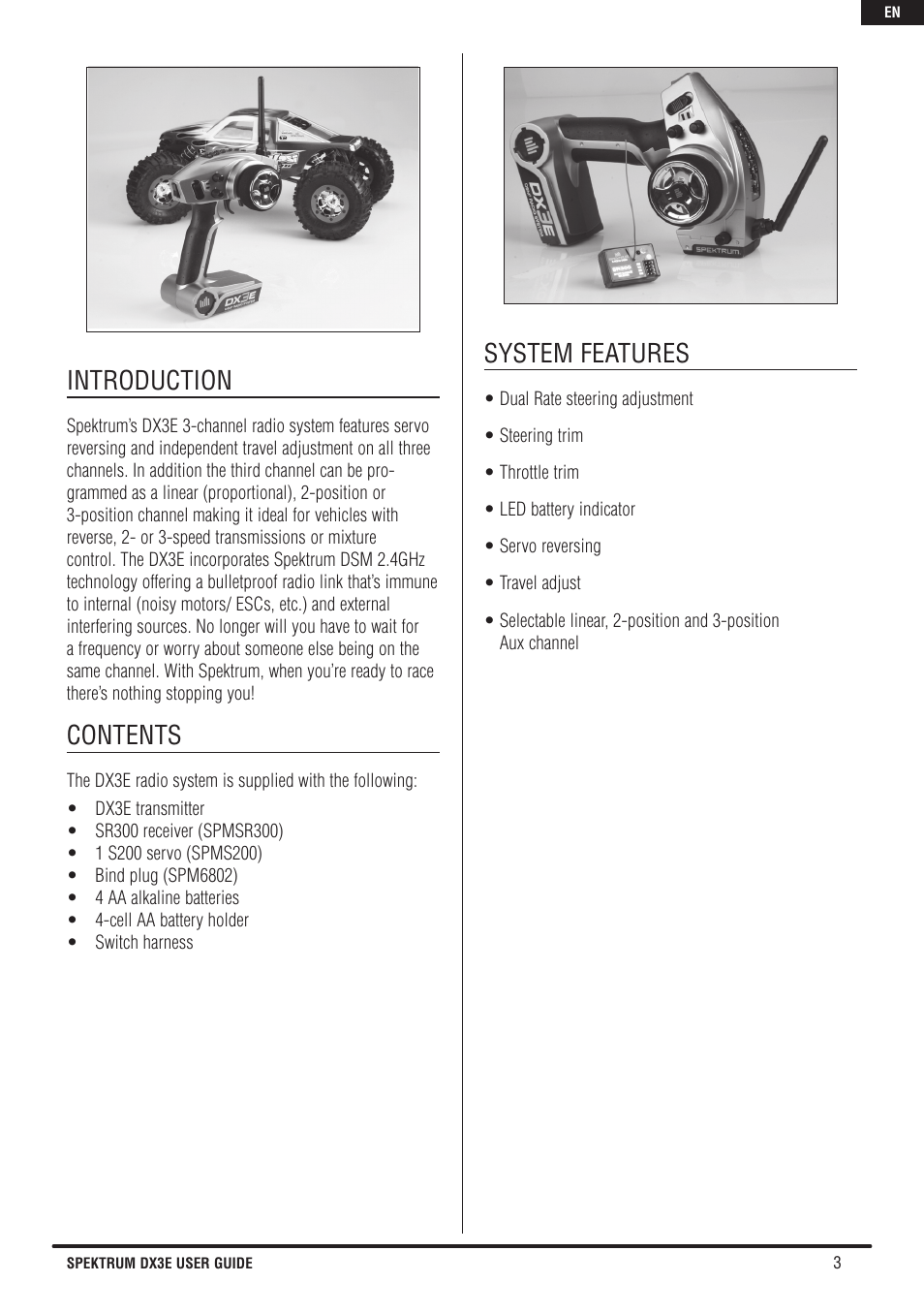 Spektrum SPM3160 DX3E User Manual | Page 3 / 17