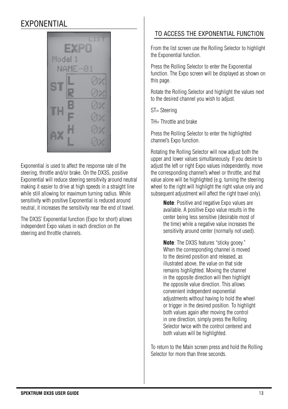 Exponential | Spektrum SPM3130 DX3S Manual User Manual | Page 13 / 30