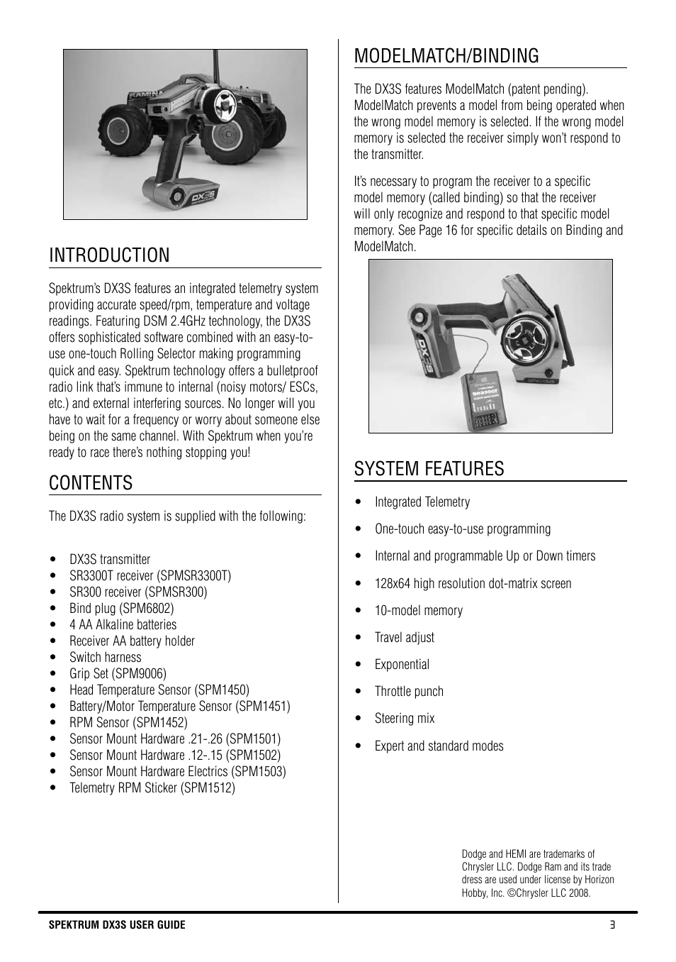 Spektrum SPM3130 DX3S Manual User Manual | Page 3 / 30