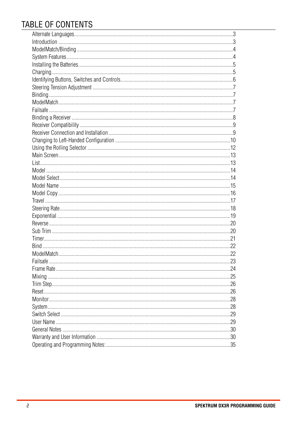 Spektrum SPM3100 DX3R User Manual | Page 2 / 36