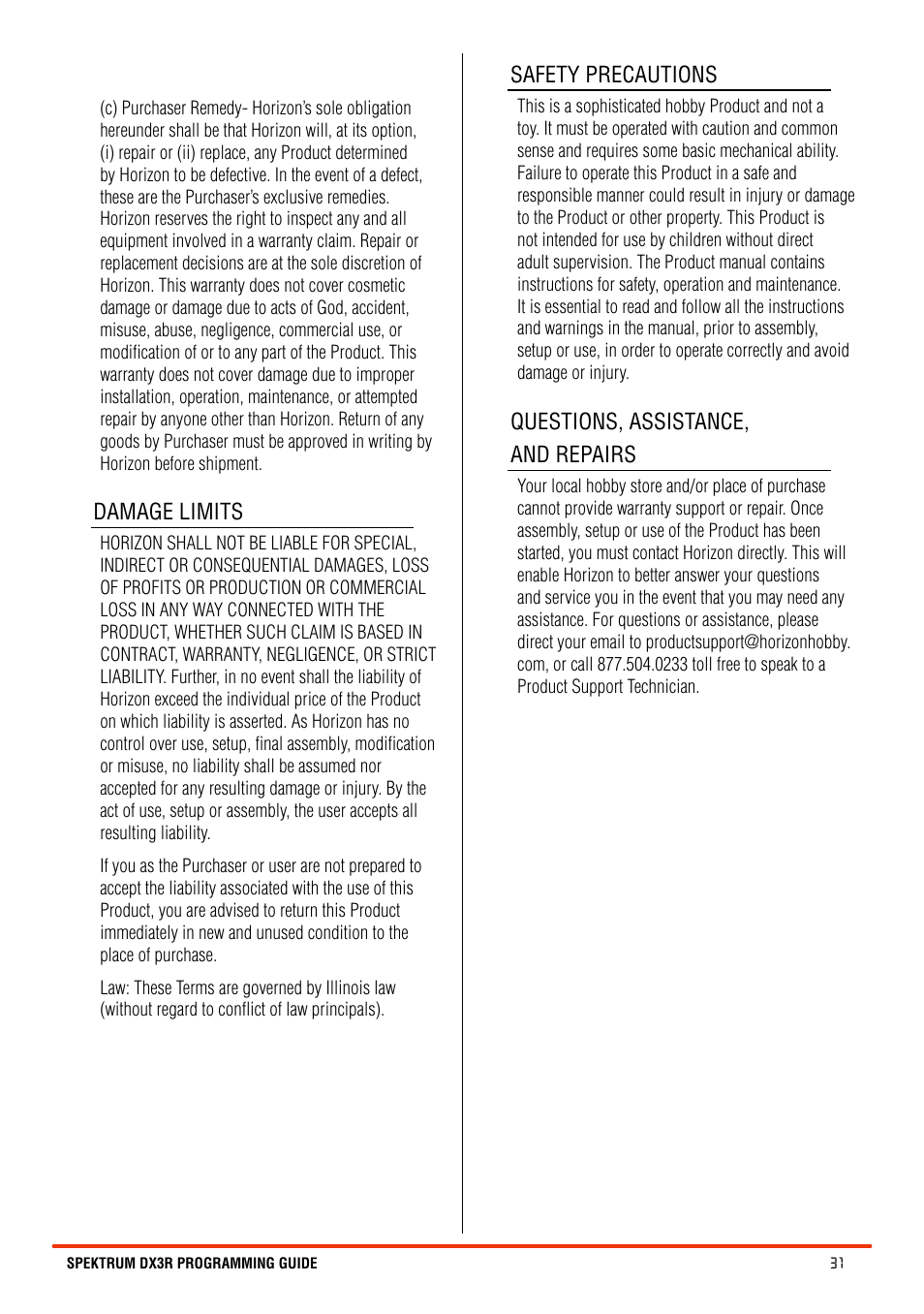 Spektrum SPM3100 DX3R User Manual | Page 31 / 36