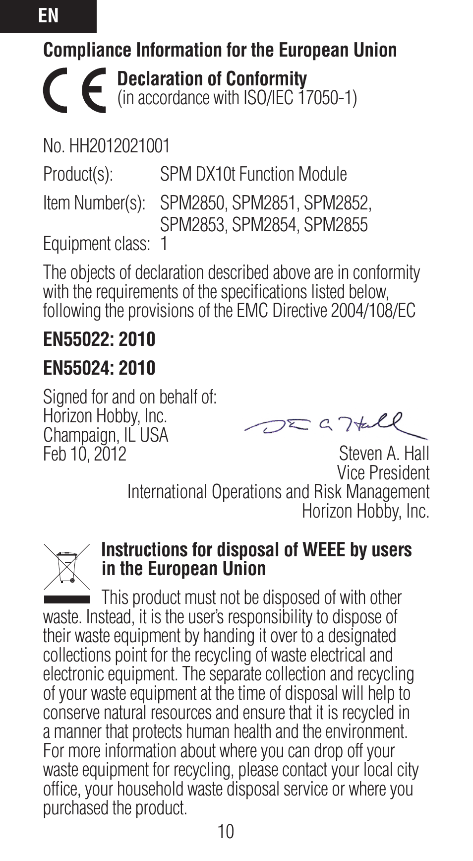 Spektrum SPM2850 DX10t User Manual | Page 10 / 36